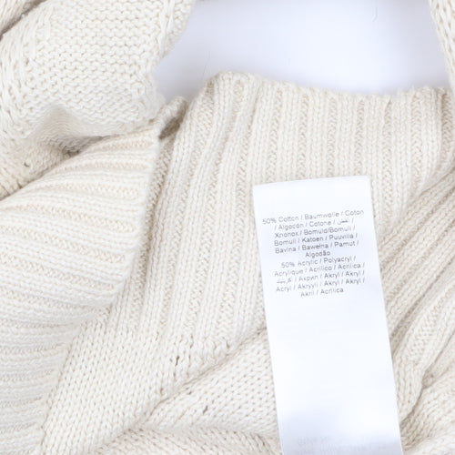 ICHI Women Ivory V-Neck Knit Pullover Jumper XS