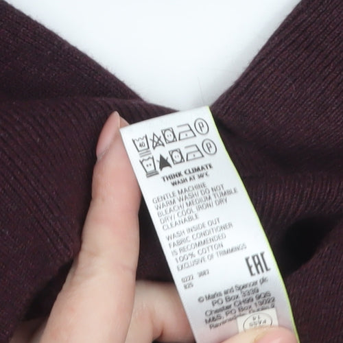 Marks and Spencer Men’s Brown 2XL V-Neck Cotton Pullover Jumper