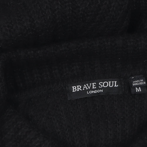 Brave Soul Women's Black Roll Neck Long Sleeve Knit Jumper M