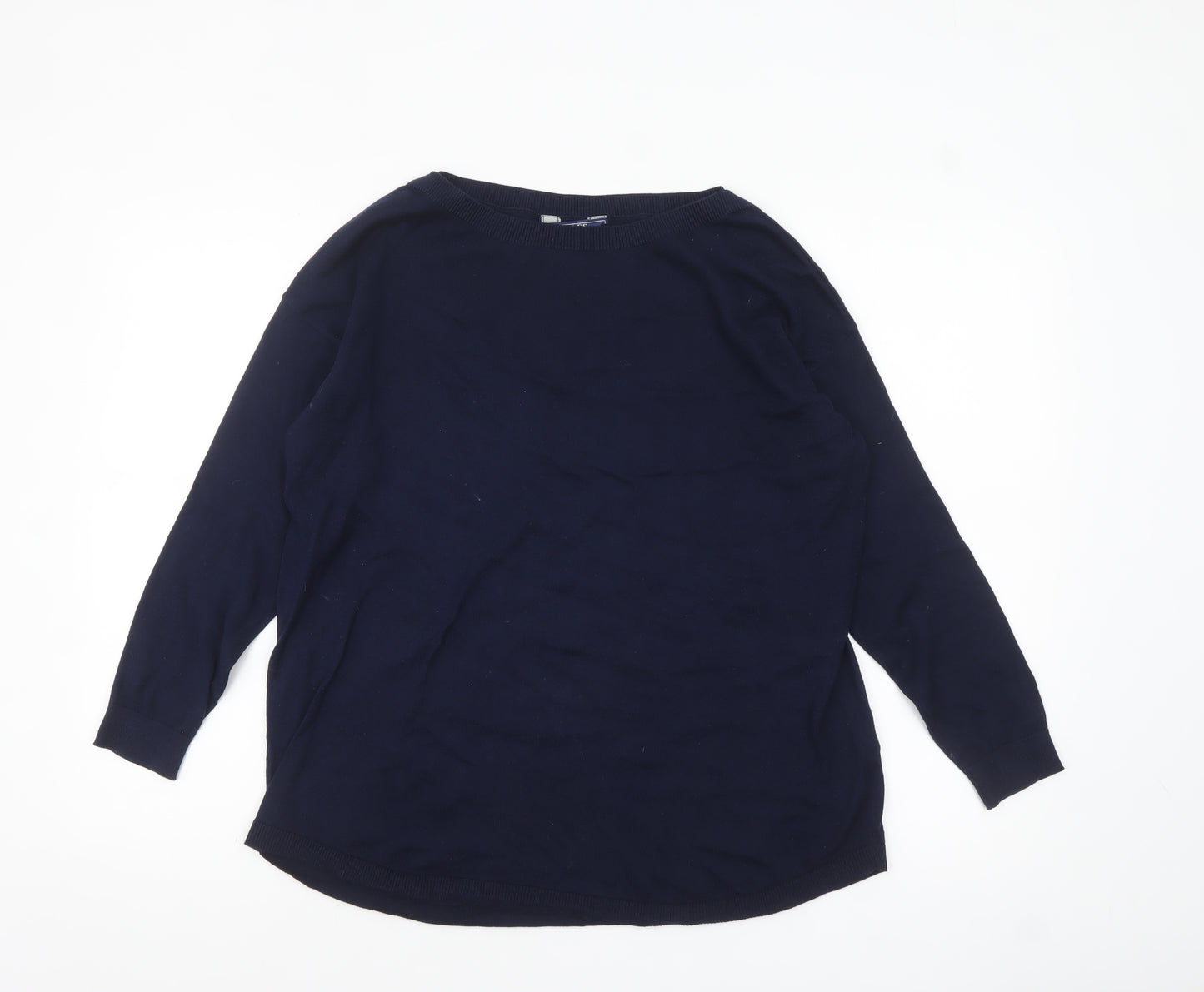 Joules Women Blue Cotton Crew Neck Long Sleeve Pullover Jumper Size 10