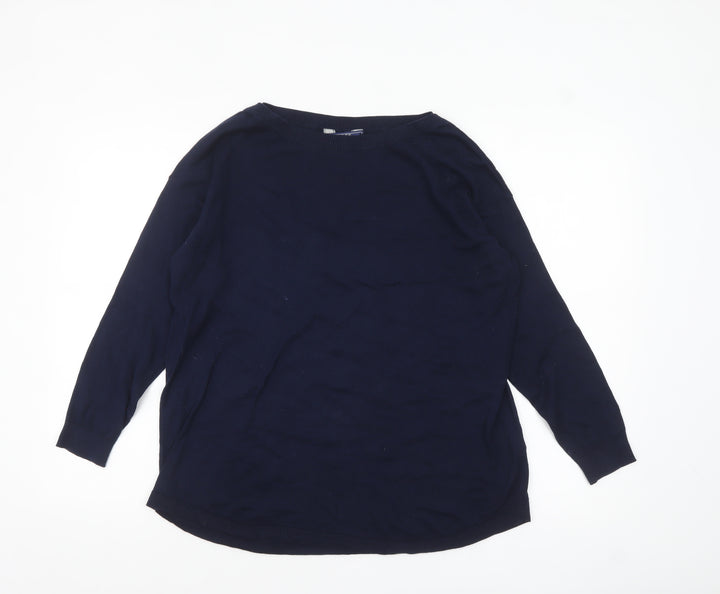 Joules Women Blue Cotton Crew Neck Long Sleeve Pullover Jumper Size 10