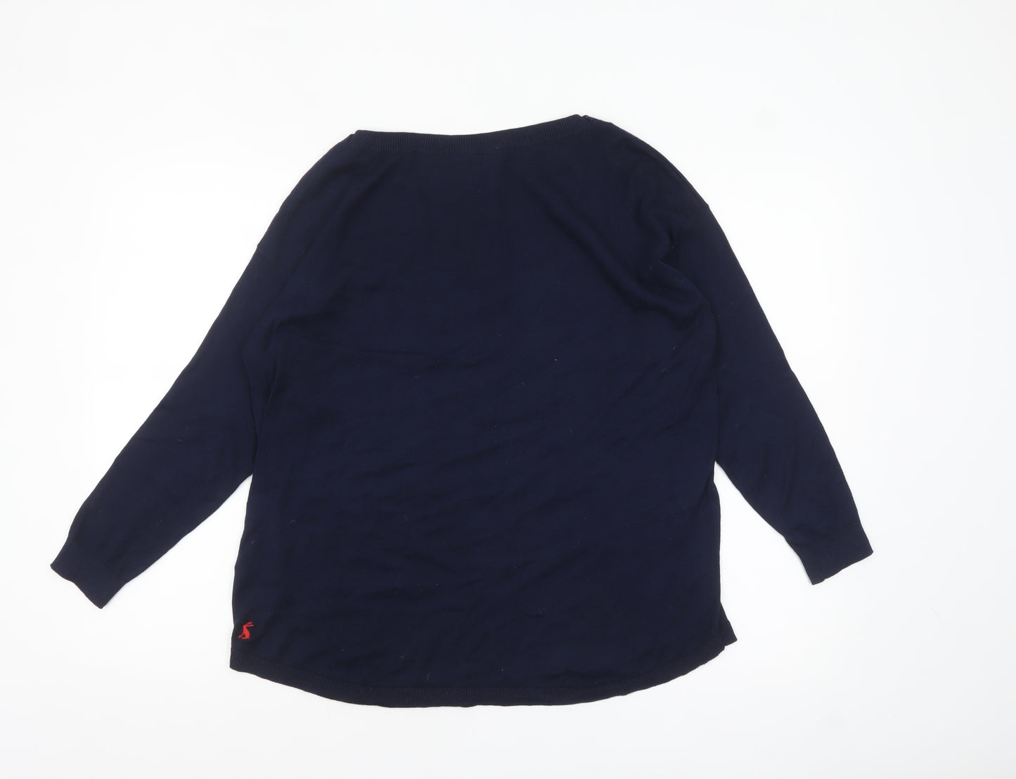 Joules Women Blue Cotton Crew Neck Long Sleeve Pullover Jumper Size 10