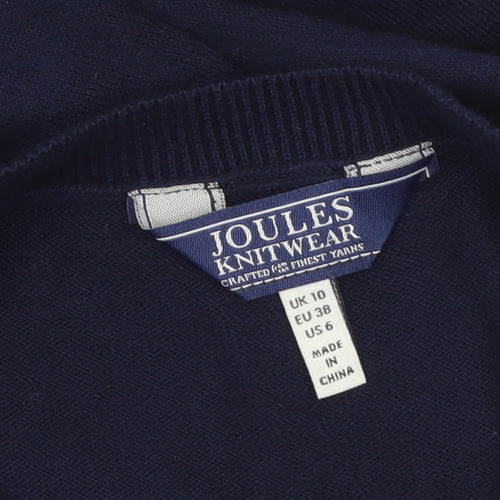 Joules Women Blue Cotton Crew Neck Long Sleeve Pullover Jumper Size 10