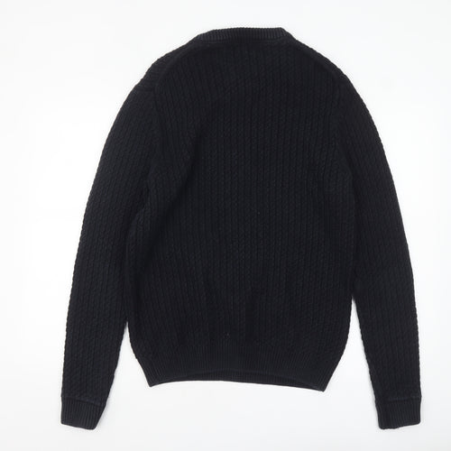 Nigel Hall Men's Black Cotton Cable Knit Jumper L
