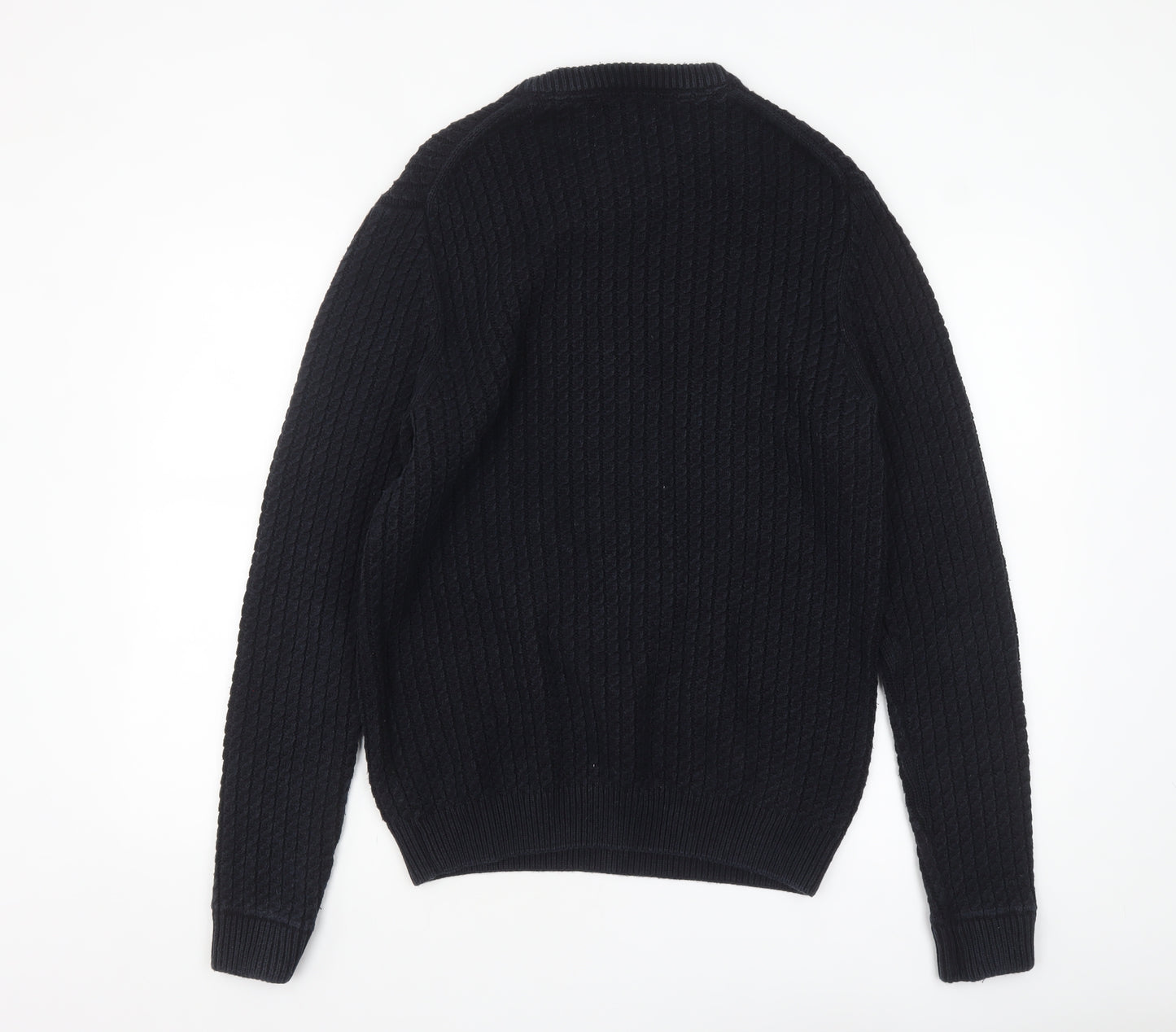 Nigel Hall Men's Black Cotton Cable Knit Jumper L
