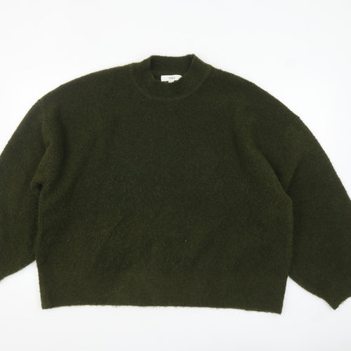 Marks and Spencer Women's Green Wool Blend Mock Neck Jumper XL