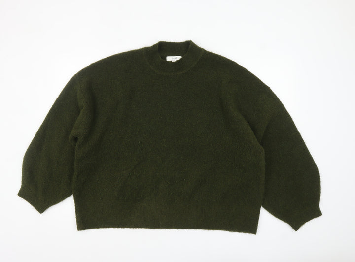 Marks and Spencer Women's Green Wool Blend Mock Neck Jumper XL