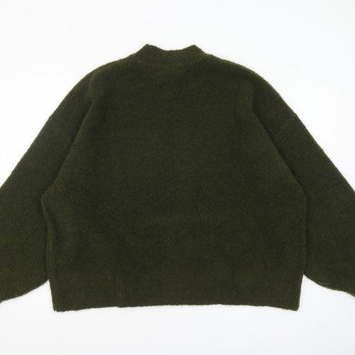 Marks and Spencer Women's Green Wool Blend Mock Neck Jumper XL