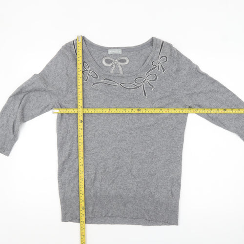 Marks and Spencer Women’s Grey 3/4 Sleeve Bow Knit Jumper Size 16