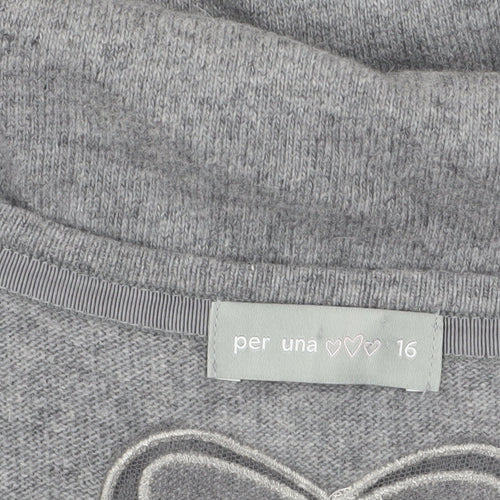 Marks and Spencer Women’s Grey 3/4 Sleeve Bow Knit Jumper Size 16