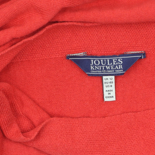Joules Womens Red Knit Long Sleeve Crew Neck Cotton Jumper UK 12