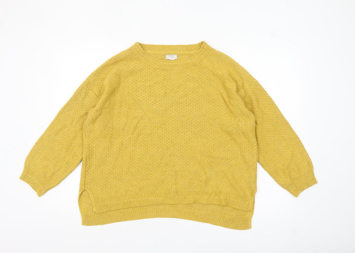 Fat Face Women’s Yellow Crew Neck Relaxed Knit Jumper Size 18
