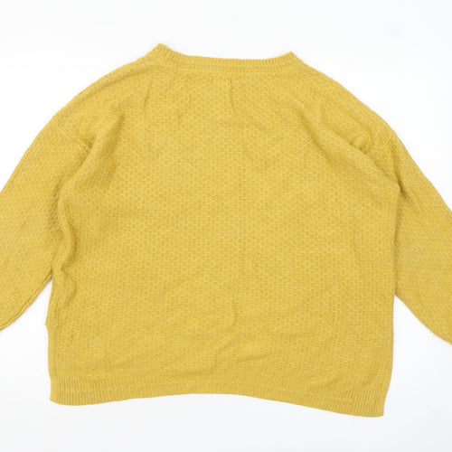 Fat Face Women’s Yellow Crew Neck Relaxed Knit Jumper Size 18