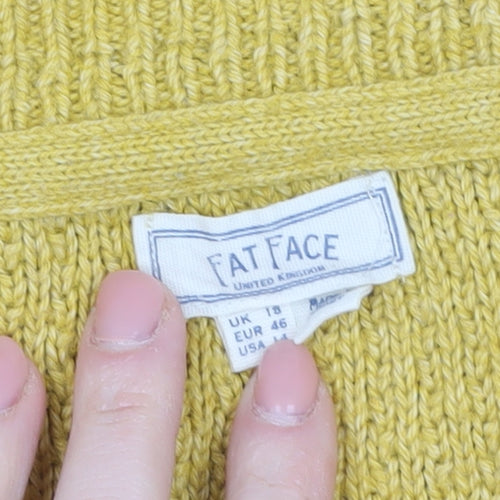 Fat Face Women’s Yellow Crew Neck Relaxed Knit Jumper Size 18