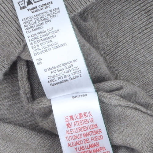 Marks and Spencer Men's Beige Cotton 1/2 Zip Jumper Size S Regular