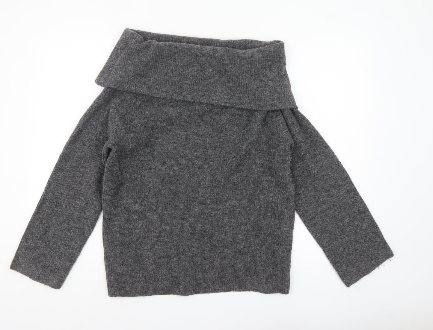 H&M Women’s Grey Cowl Neck Chunky Knit Jumper Size S