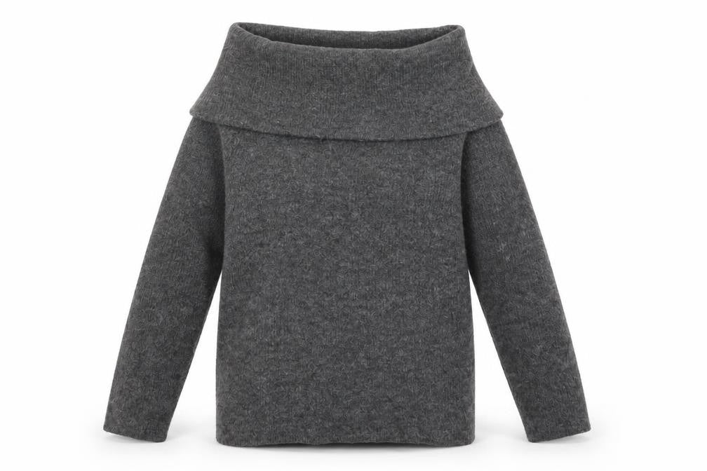 H&M Women’s Grey Cowl Neck Chunky Knit Jumper Size S