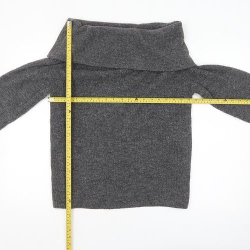 H&M Women’s Grey Cowl Neck Chunky Knit Jumper Size S