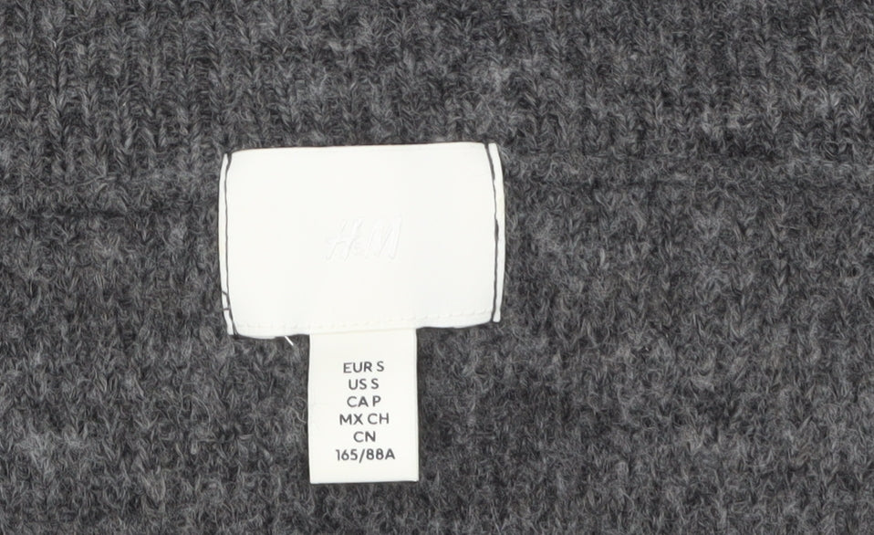 H&M Women’s Grey Cowl Neck Chunky Knit Jumper Size S