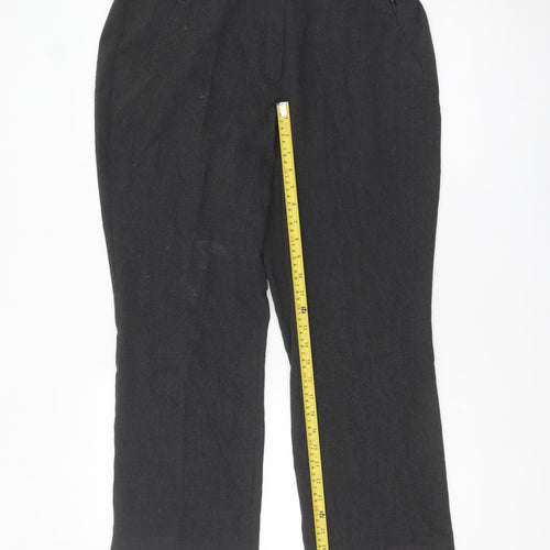 Marks and Spencer Women Grey Wool Blend Straight Leg Trousers UK 16 Short