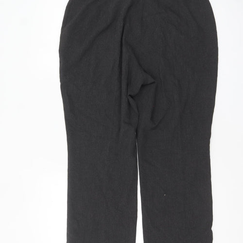 Marks and Spencer Women Grey Wool Blend Straight Leg Trousers UK 16 Short