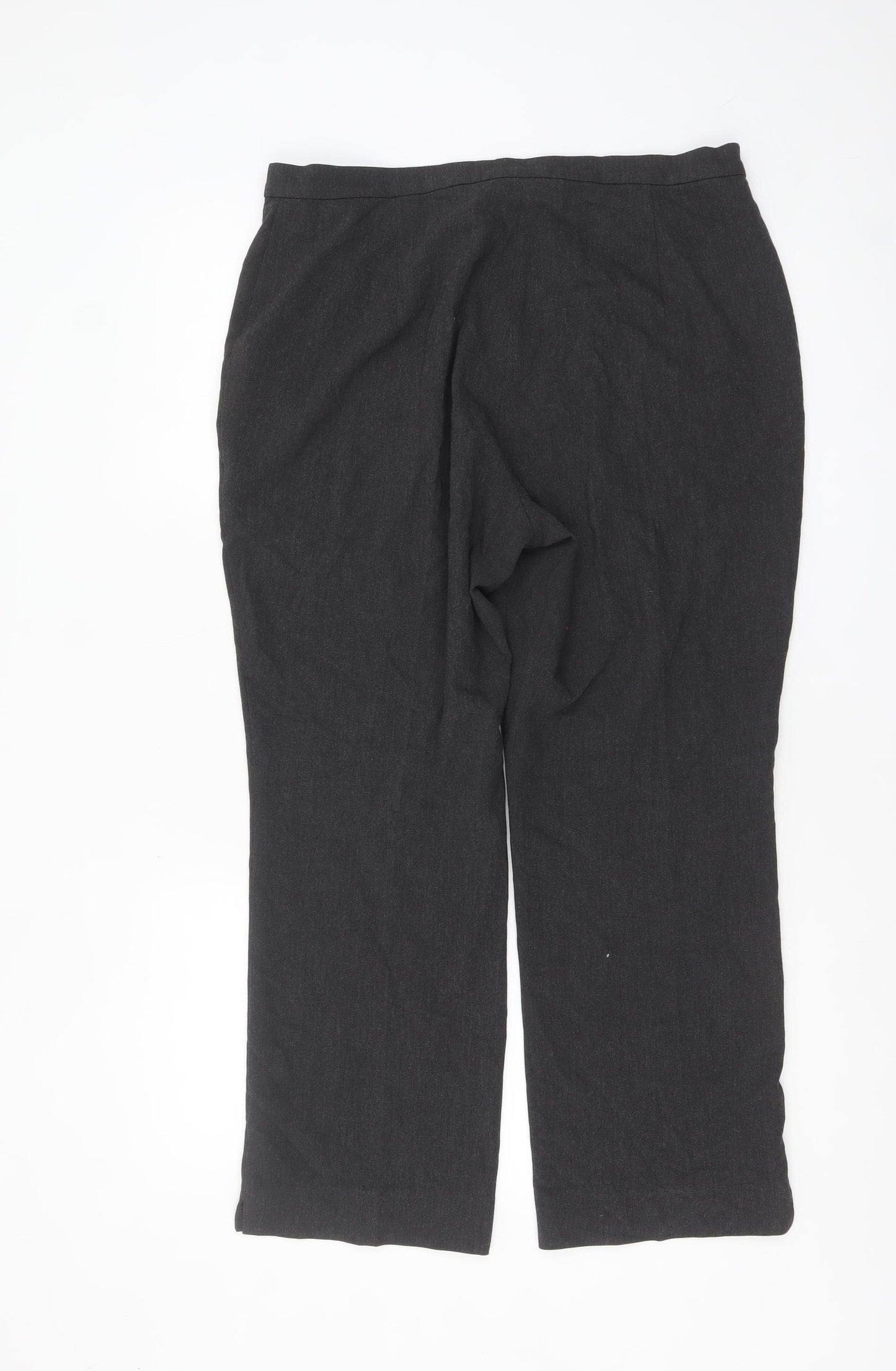 Marks and Spencer Women Grey Wool Blend Straight Leg Trousers UK 16 Short