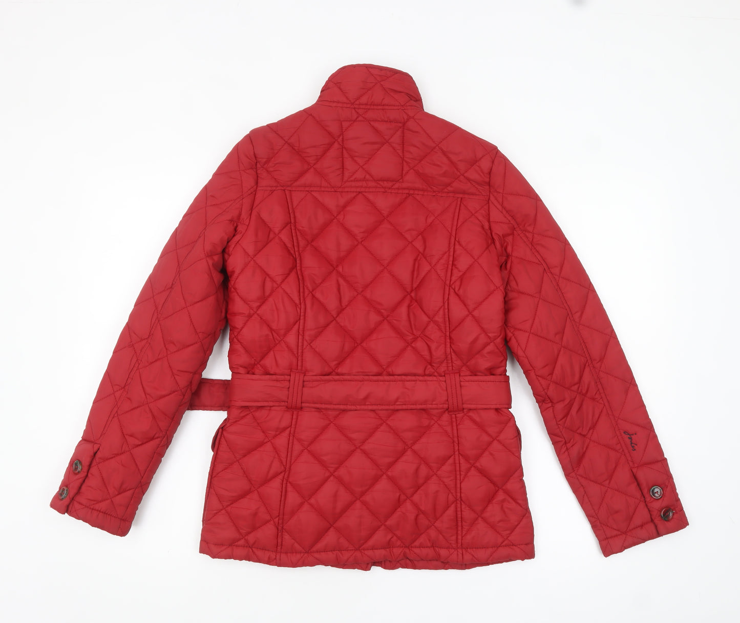 Joules Women's Red Quilted Belted Jacket Size 8