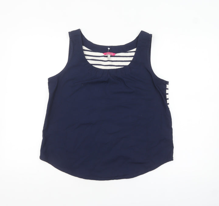 Joules Women’s Blue Striped Cotton Sleeveless Tank Top Size 10