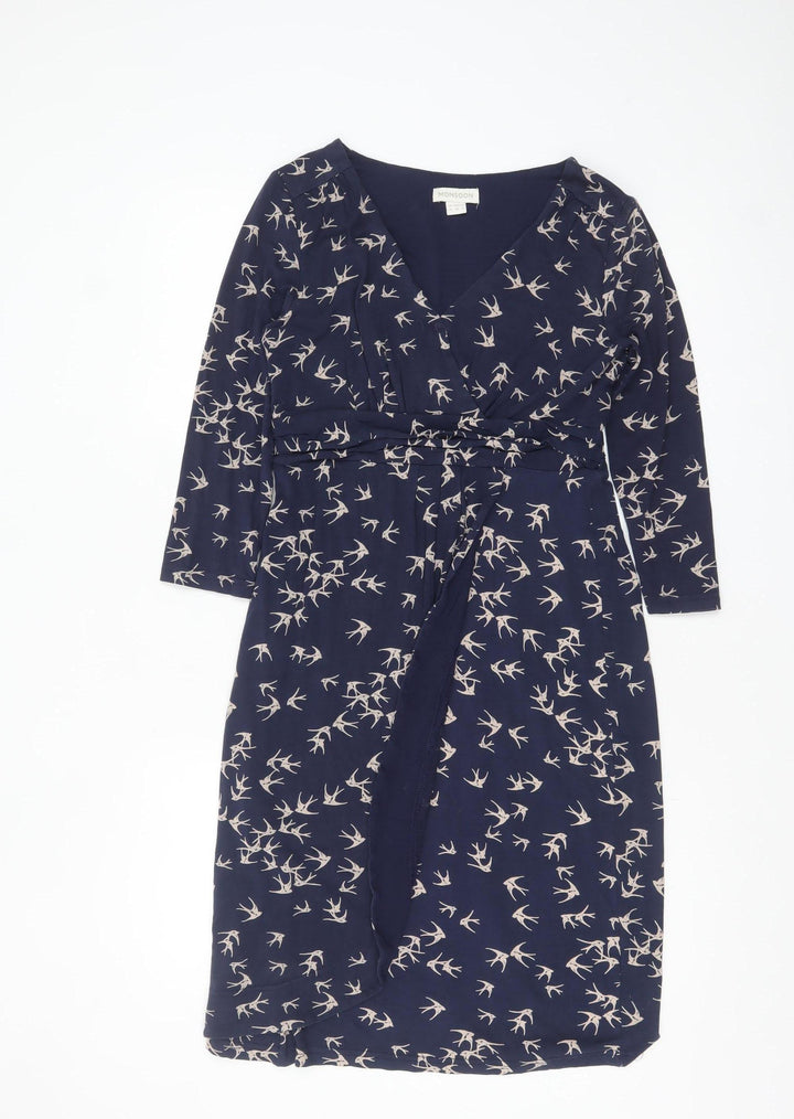 Monsoon Women’s Blue Bird Print Wrap Dress Size 10