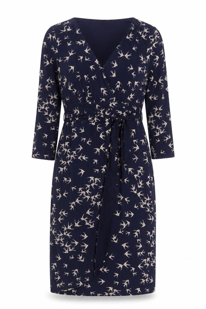 Monsoon Women’s Blue Bird Print Wrap Dress Size 10