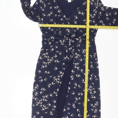 Monsoon Women’s Blue Bird Print Wrap Dress Size 10