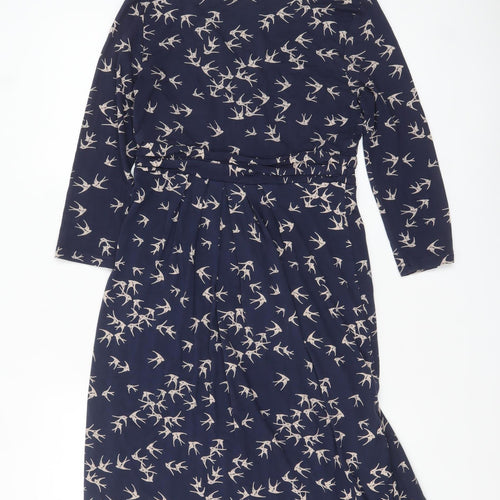 Monsoon Women’s Blue Bird Print Wrap Dress Size 10