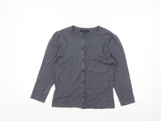 Laura Ashley Women's Grey Cardigan Size 10 Crew Neck Knit Jumper