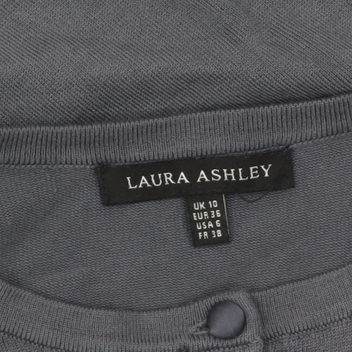 Laura Ashley Women's Grey Cardigan Size 10 Crew Neck Knit Jumper