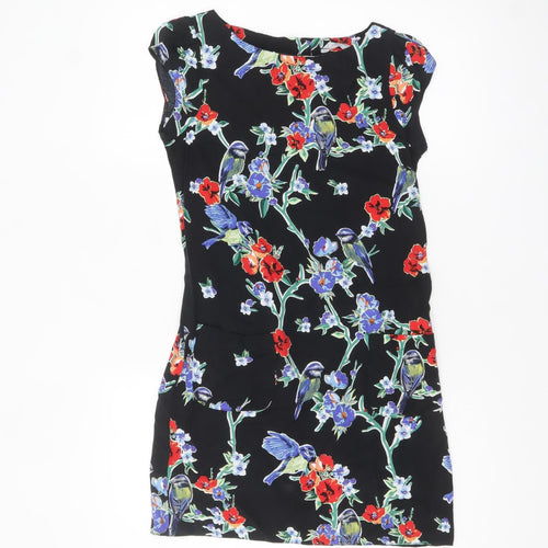 Red Herring Women's Black Floral Bird Shift Dress Size 8