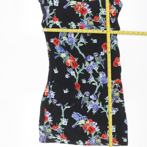 Red Herring Women's Black Floral Bird Shift Dress Size 8