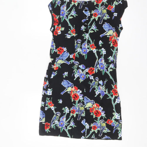 Red Herring Women's Black Floral Bird Shift Dress Size 8