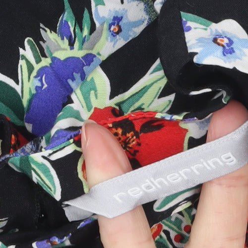 Red Herring Women's Black Floral Bird Shift Dress Size 8