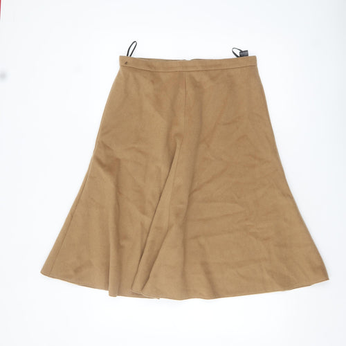 Marks and Spencer Womens Beige Wool Blend A-Line Midi Skirt Size 12