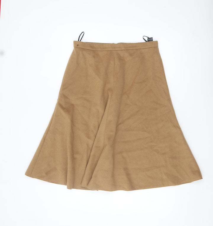 Marks and Spencer Womens Beige Wool Blend A-Line Midi Skirt Size 12