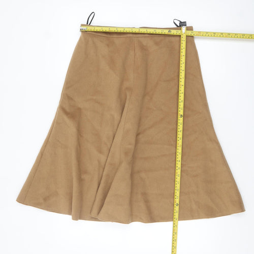 Marks and Spencer Womens Beige Wool Blend A-Line Midi Skirt Size 12