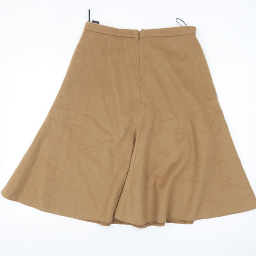 Marks and Spencer Womens Beige Wool Blend A-Line Midi Skirt Size 12