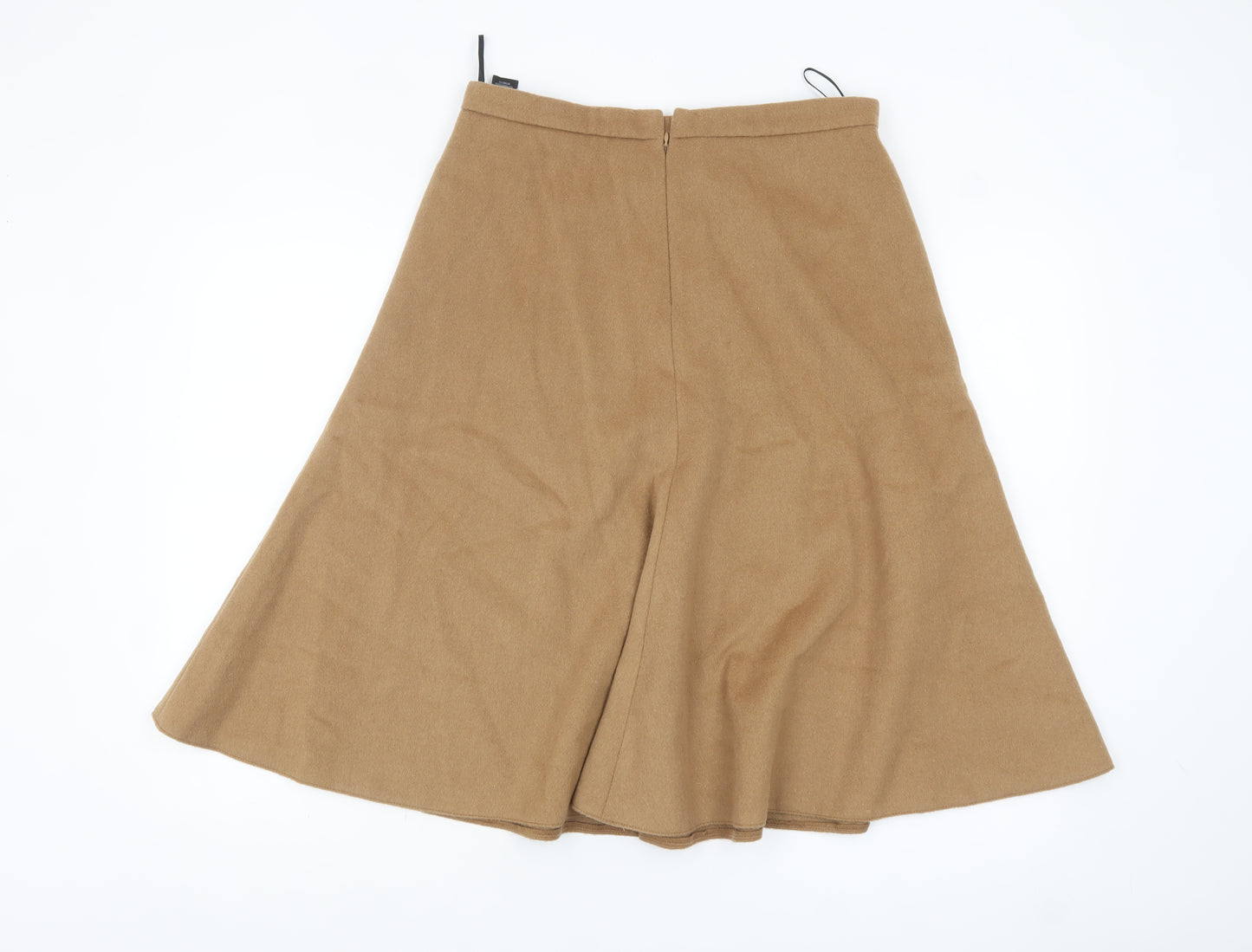 Marks and Spencer Womens Beige Wool Blend A-Line Midi Skirt Size 12