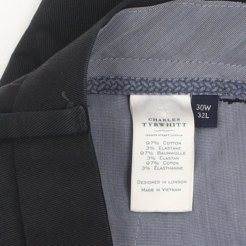 Charles Tyrwhitt Men's Black Slim Fit Chino Trousers 30W 32L