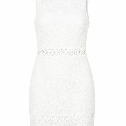 Parisian Women White Lace Bodycon Dress Size 10 Sleeveless Party