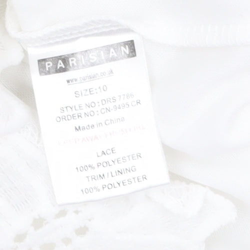 Parisian Women White Lace Bodycon Dress Size 10 Sleeveless Party
