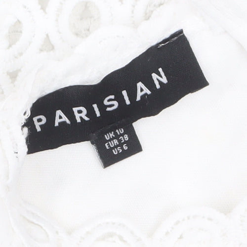 Parisian Women White Lace Bodycon Dress Size 10 Sleeveless Party
