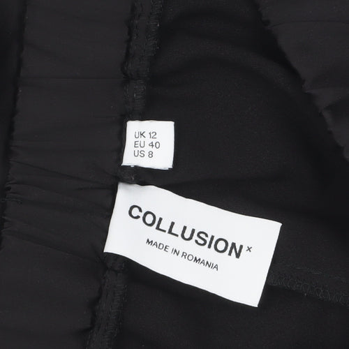 Collusion Women’s Black Regular Fit Satin Shorts Size 12