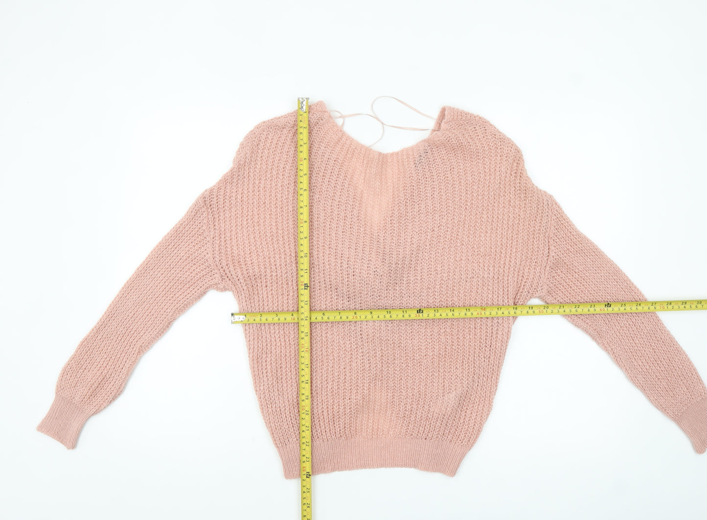 Roman Women’s Pink Chunky Knit V-Neck Pullover Jumper Size 12