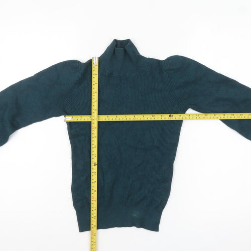 Hush Women’s Green Mock Neck Wool Blend Pullover Jumper XS